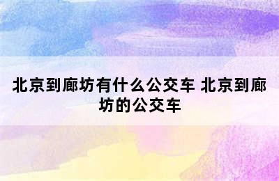 北京到廊坊有什么公交车 北京到廊坊的公交车
